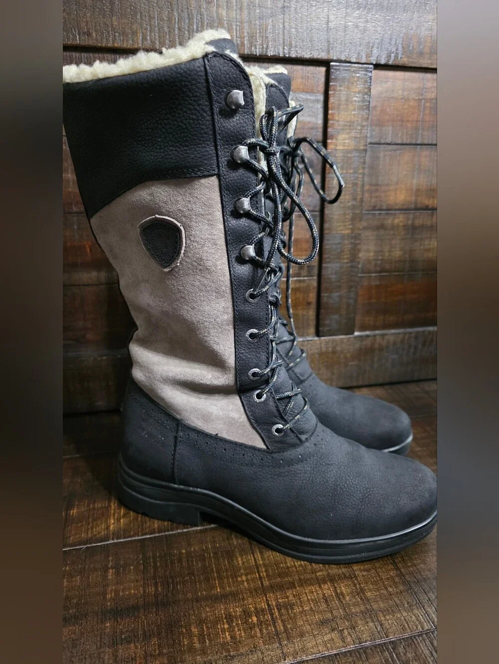 Ariat Wythburn H20 Insulated Boots Equestrian Riding Leather Black/Grey 7.5